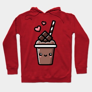 Kawaii Dark Chocolate Milkshake with Hearts | Cute Kawaii Food Art Hoodie